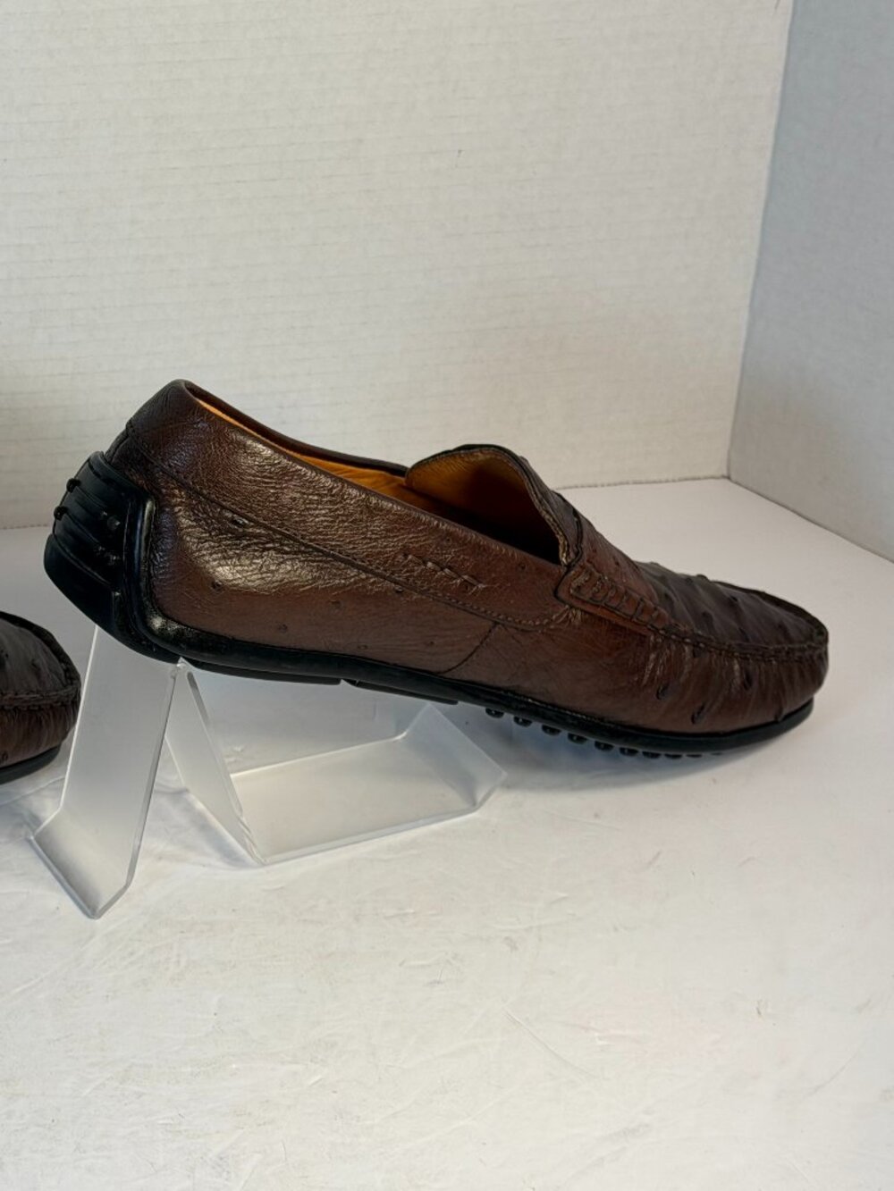 Men's Zelli Roma size 9 Brown Ostrich leather shoes - Picture 8 of 16